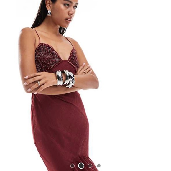 ASOS Deep Red Ruffled Maxi Dress - Picture 5 of 8